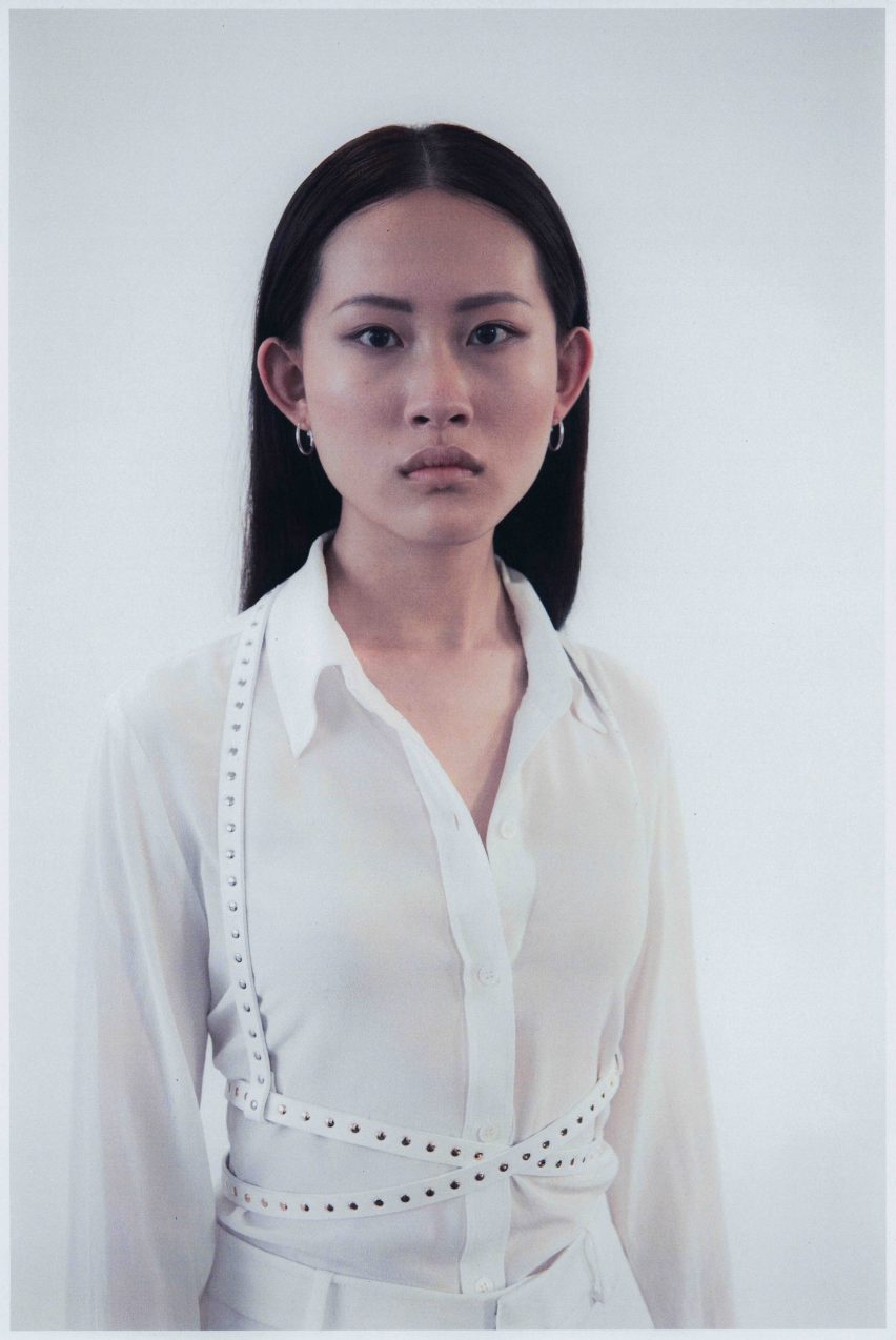 Person wearing leather harness