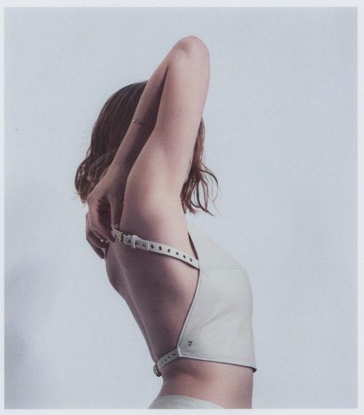 Person wearing leather harness