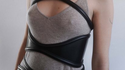Person wearing leather harness