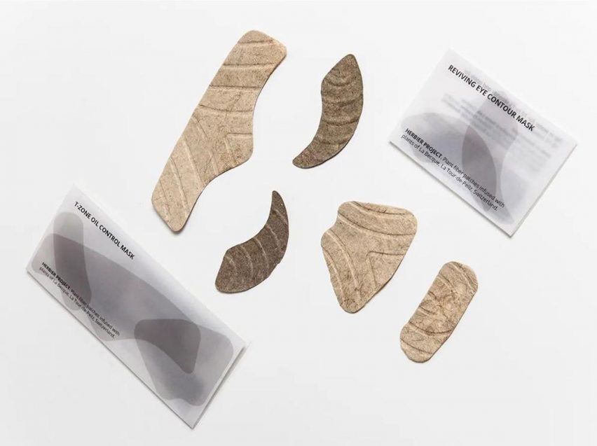 Photograph of neutral coloured skincare items on white background