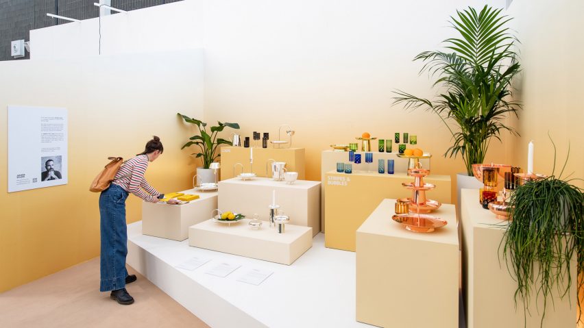 Photo of a person looking at a product display