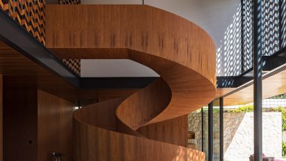 Staircase at Casa Thomé Biera da Silva by Marcos Bertoldi Arquitetos