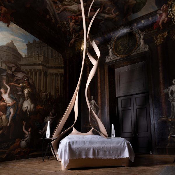 Photo of an installation featuring a bed