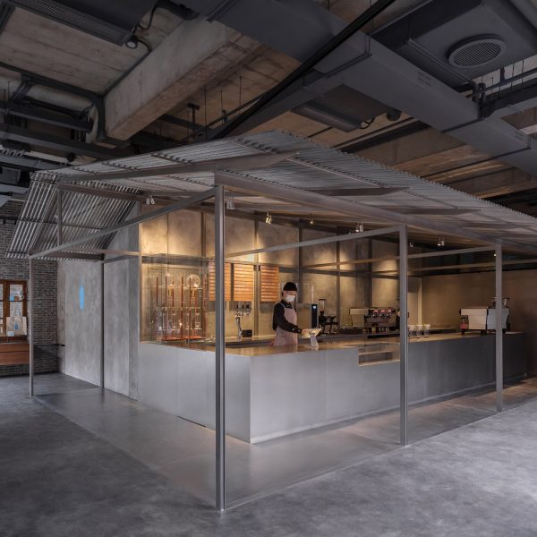 Interior of Shanghai Blue Bottle coffee shop by Neri&Hu