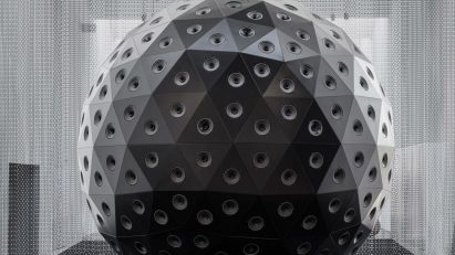 Japanese artist Yuri Suzuki's black sculpture