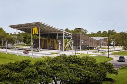 Wooden McDonalds in Chicago exterior
