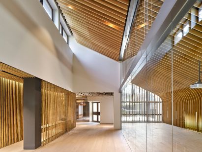 Interior of museum designed by Kengo Kuma
