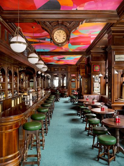 Interior of The Audley pub in Mayfair, London, designed by Laplace