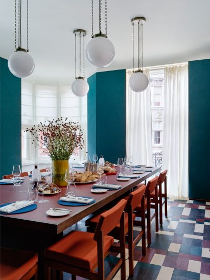 The Swiss Room at Mount Street restaurant in London, designed by Laplace in The Audley building