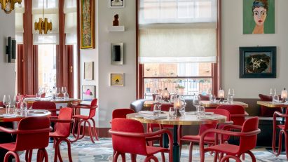 Interior of Mount Street restaurant in Mayfair, London, by Laplace in The Audley building
