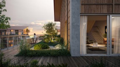 Terrace of Ban housing by Shigeru Ban