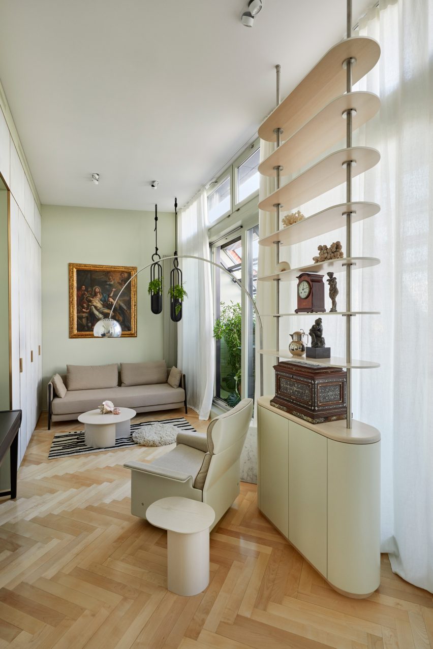 Living area of Berlin penthouse designed by Coordination and Flip Sellin