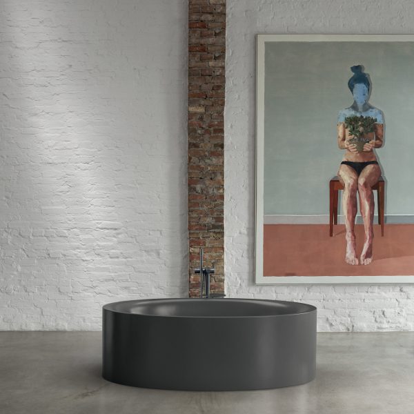 Grey bath in industrial interior