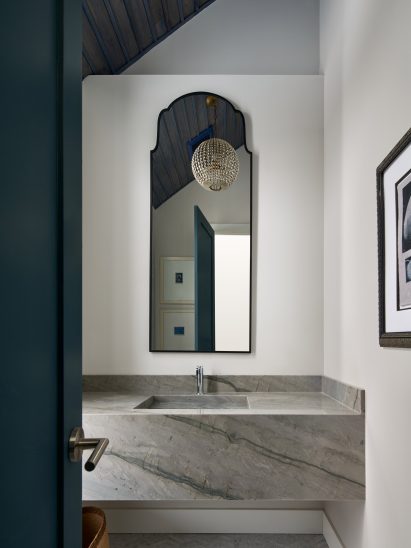 Granite sink with blue door