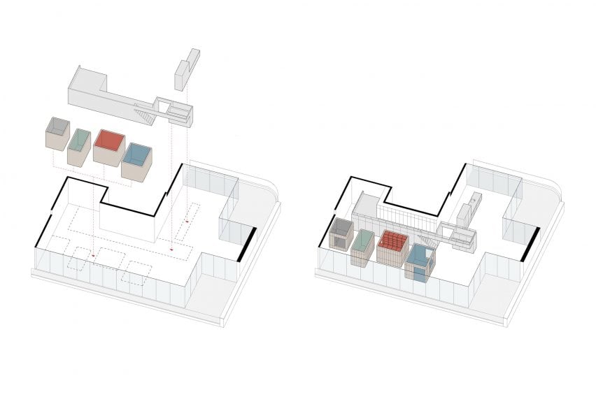 Isometric drawings of Panorama Penthouse by Bureau Fraai