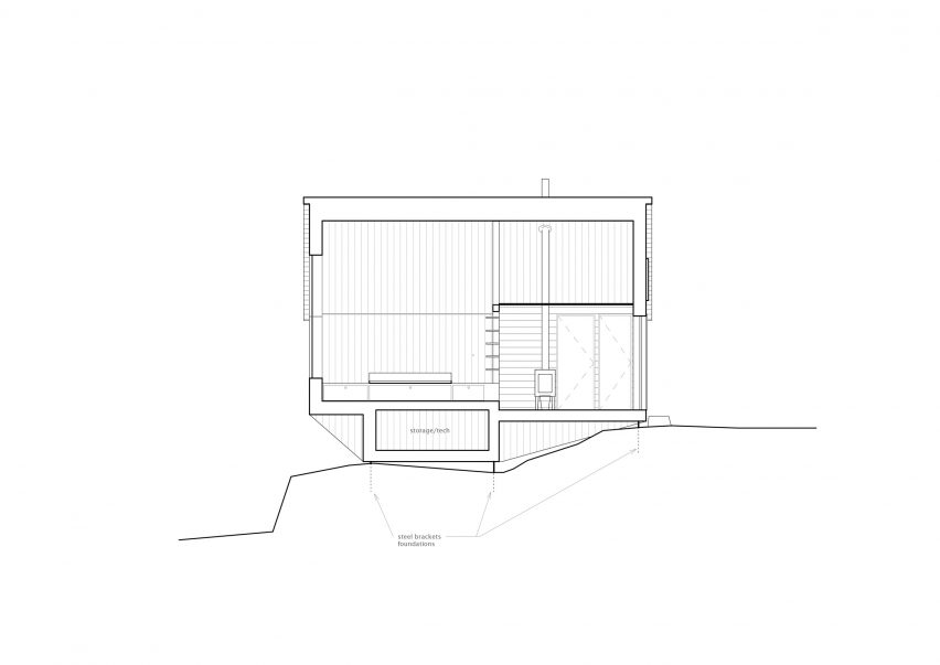Section of Cabin Nordmarka by Rever & Drage Architects