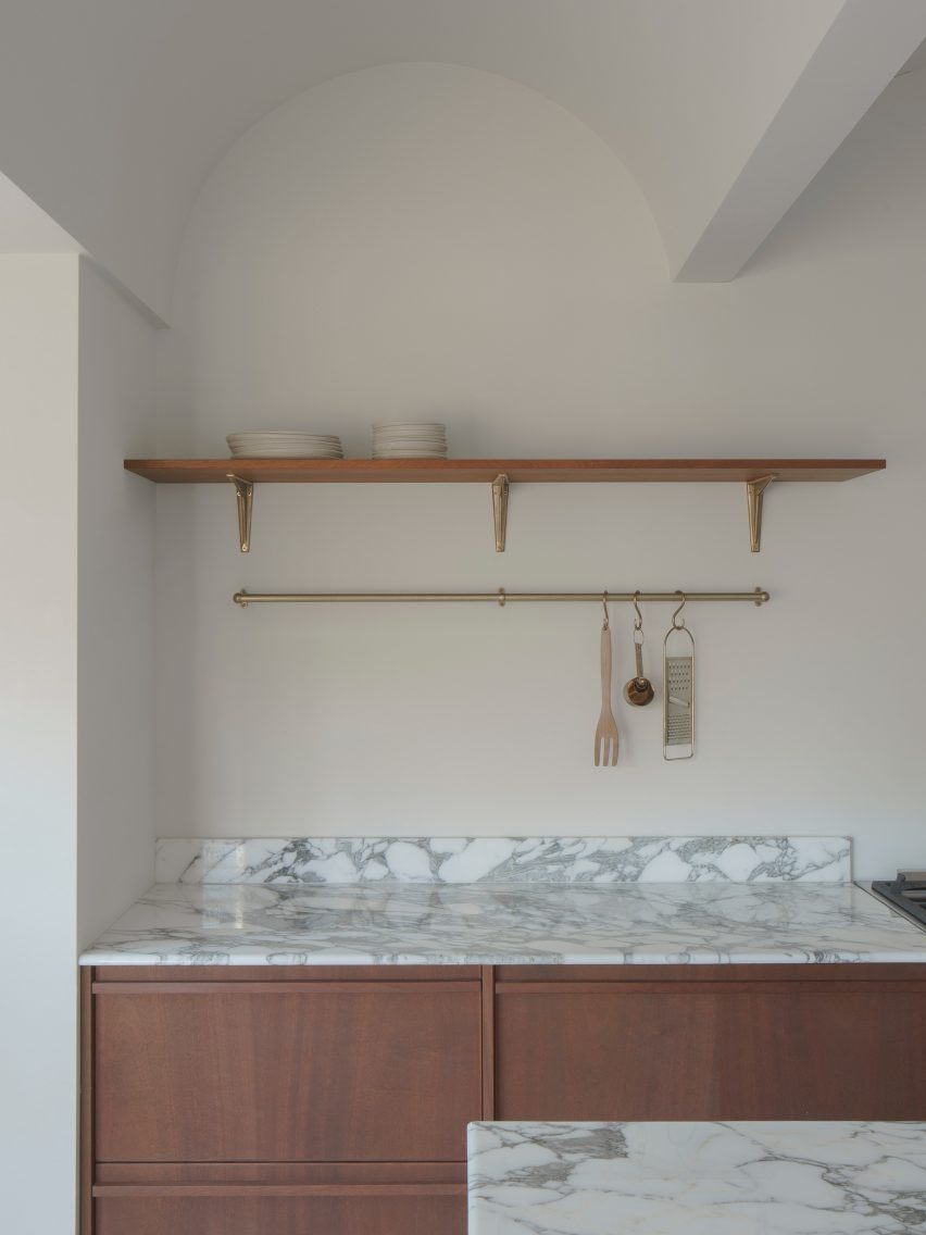 Kitchen with marble counter