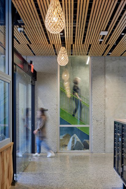 Interior of modular social housing by David Baker Architects