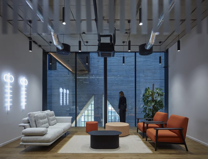 Interior lounge workspace at Jurkovič Heating plant by DF Creative Group