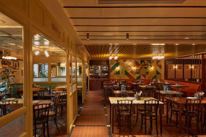 Tiled flooring in Dishoom Canary Wharf