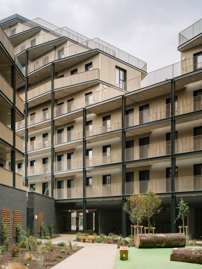 Exterior of Dockley Apartments in London by Studio Woodroffe Papa and Poggi Architecture