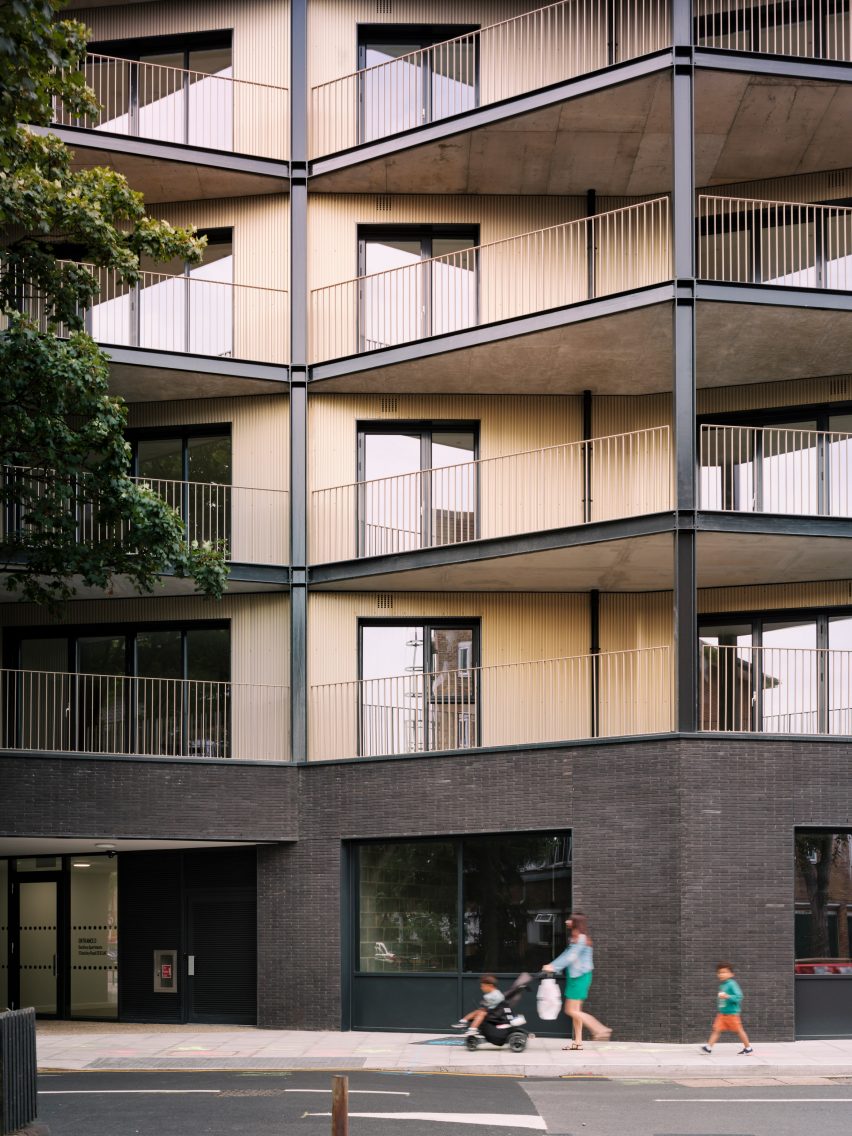 Exterior of Dockley Apartments in London by Studio Woodroffe Papa and Poggi Architecture