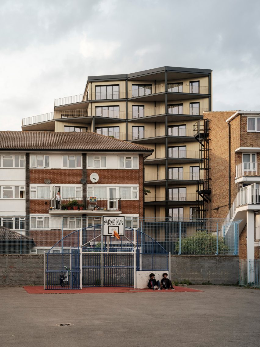 Exterior of Dockley Apartments in London by Studio Woodroffe Papa and Poggi Architecture