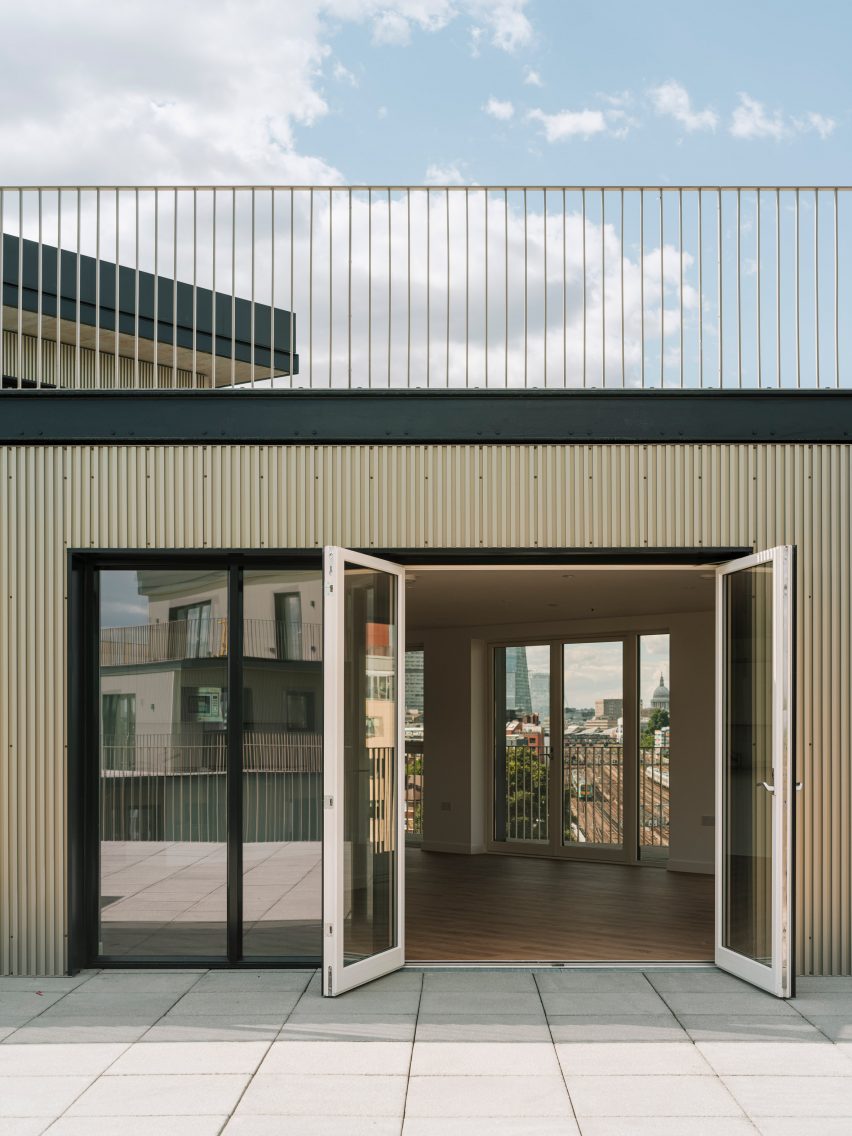 Exterior of Dockley Apartments in London by Studio Woodroffe Papa and Poggi Architecture