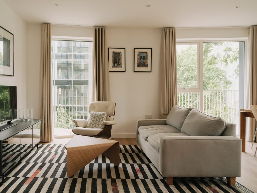 Interior of Dockley Apartments in London by Studio Woodroffe Papa and Poggi Architecture