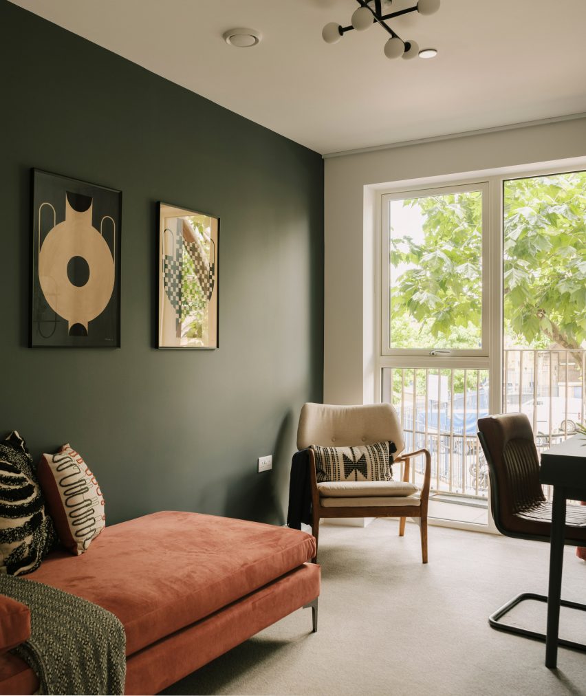 Interior of Dockley Apartments in London by Studio Woodroffe Papa and Poggi Architecture