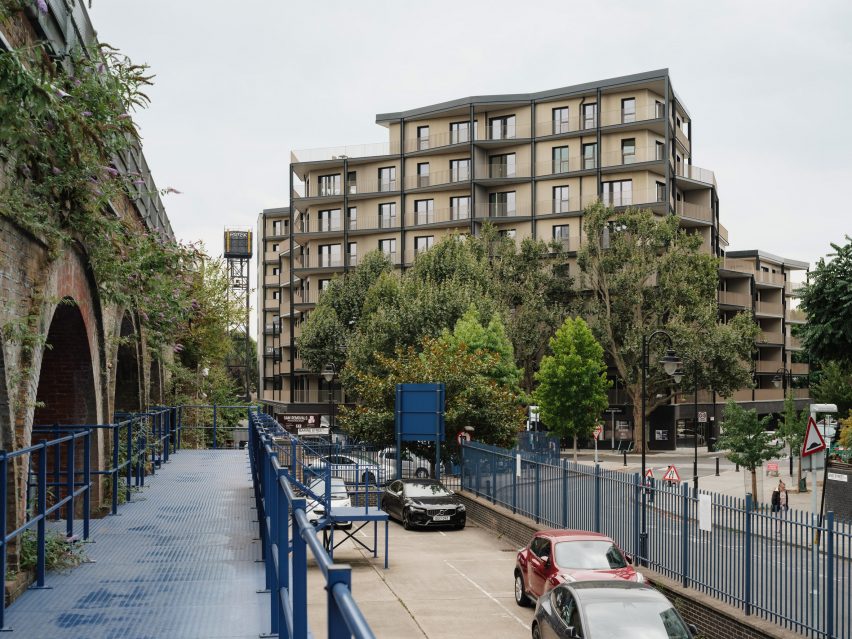 Exterior of Dockley Apartments in London by Studio Woodroffe Papa and Poggi Architecture