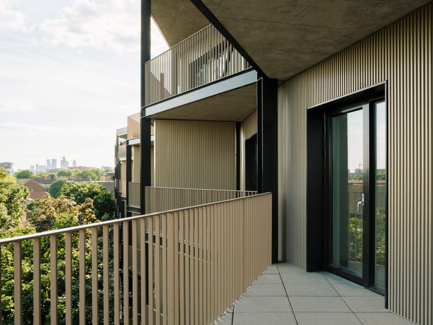 Exterior of Dockley Apartments in London by Studio Woodroffe Papa and Poggi Architecture