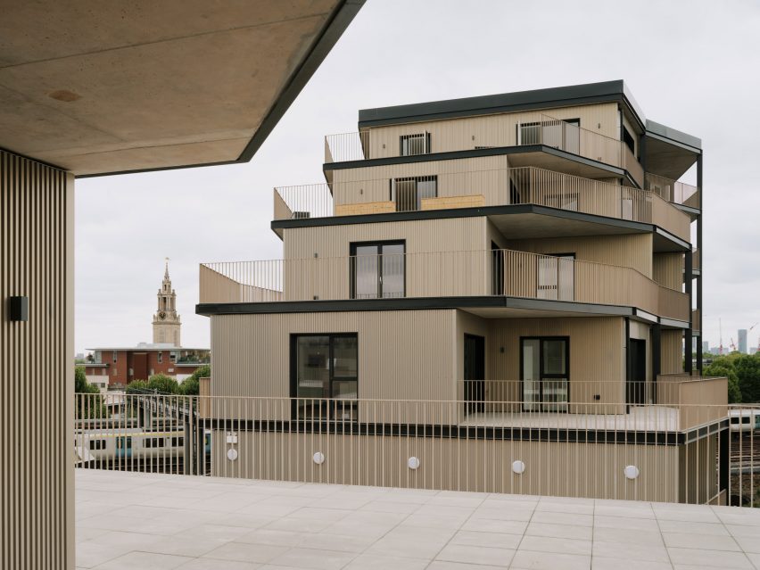 Exterior of Dockley Apartments in London by Studio Woodroffe Papa and Poggi Architecture
