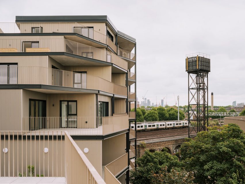 Exterior of Dockley Apartments in London by Studio Woodroffe Papa and Poggi Architecture