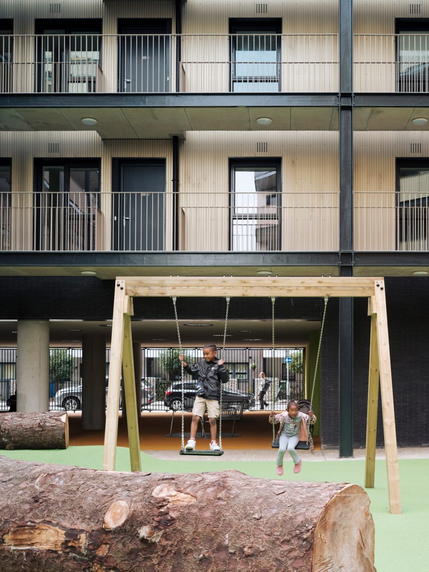 Exterior of Dockley Apartments in London by Studio Woodroffe Papa and Poggi Architecture
