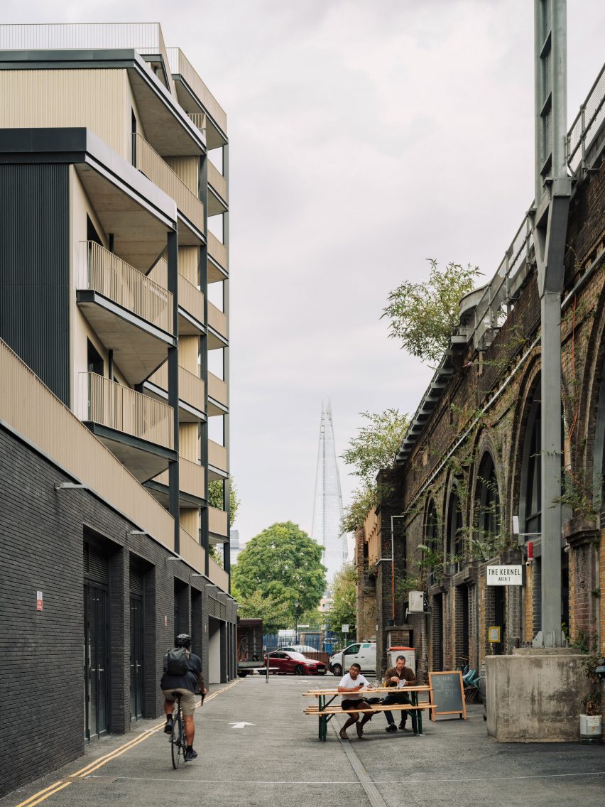 Exterior of Dockley Apartments in London by Studio Woodroffe Papa and Poggi Architecture