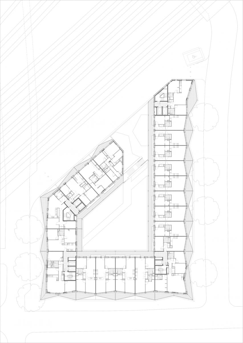 Floor plan of Dockley Apartments in London by Studio Woodroffe Papa and Poggi Architecture