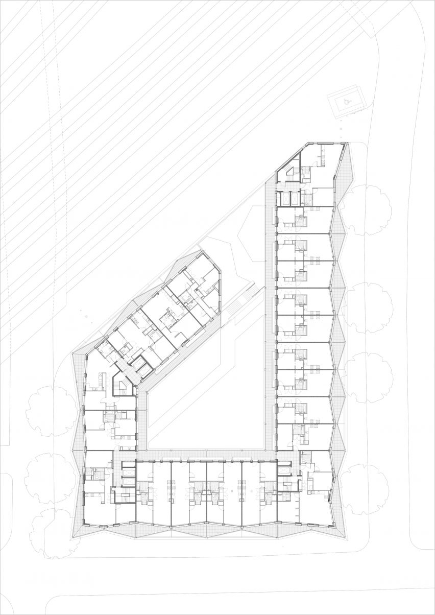 Floor plan of Dockley Apartments in London by Studio Woodroffe Papa and Poggi Architecture