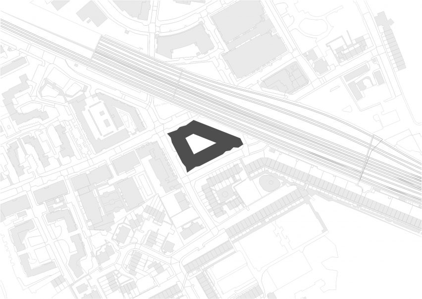 Site plan of Dockley Apartments in London by Studio Woodroffe Papa and Poggi Architecture