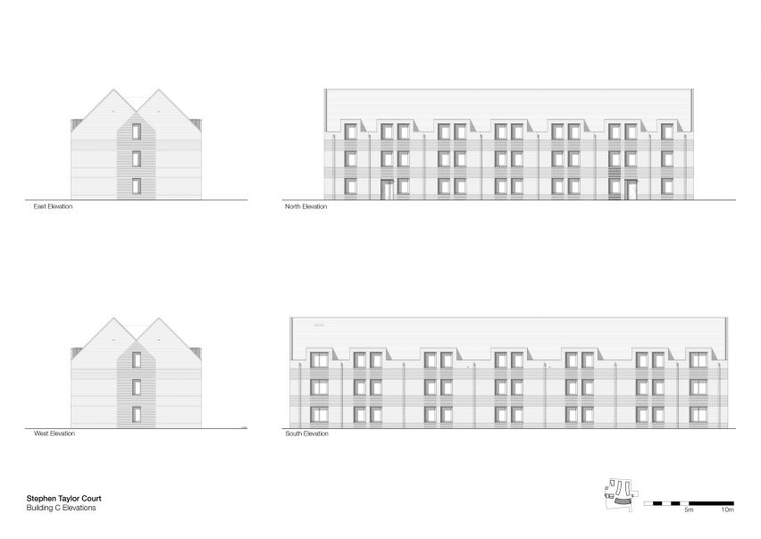 Elevation drawings of Stephen Taylor Court by FCBStudios