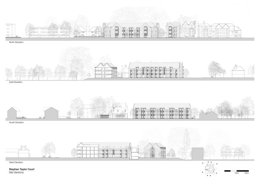 Elevation drawings of Stephen Taylor Court by FCBStudios