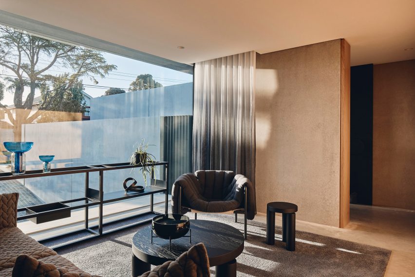 Interior living space at The Courtyard Residence by FGR Architects