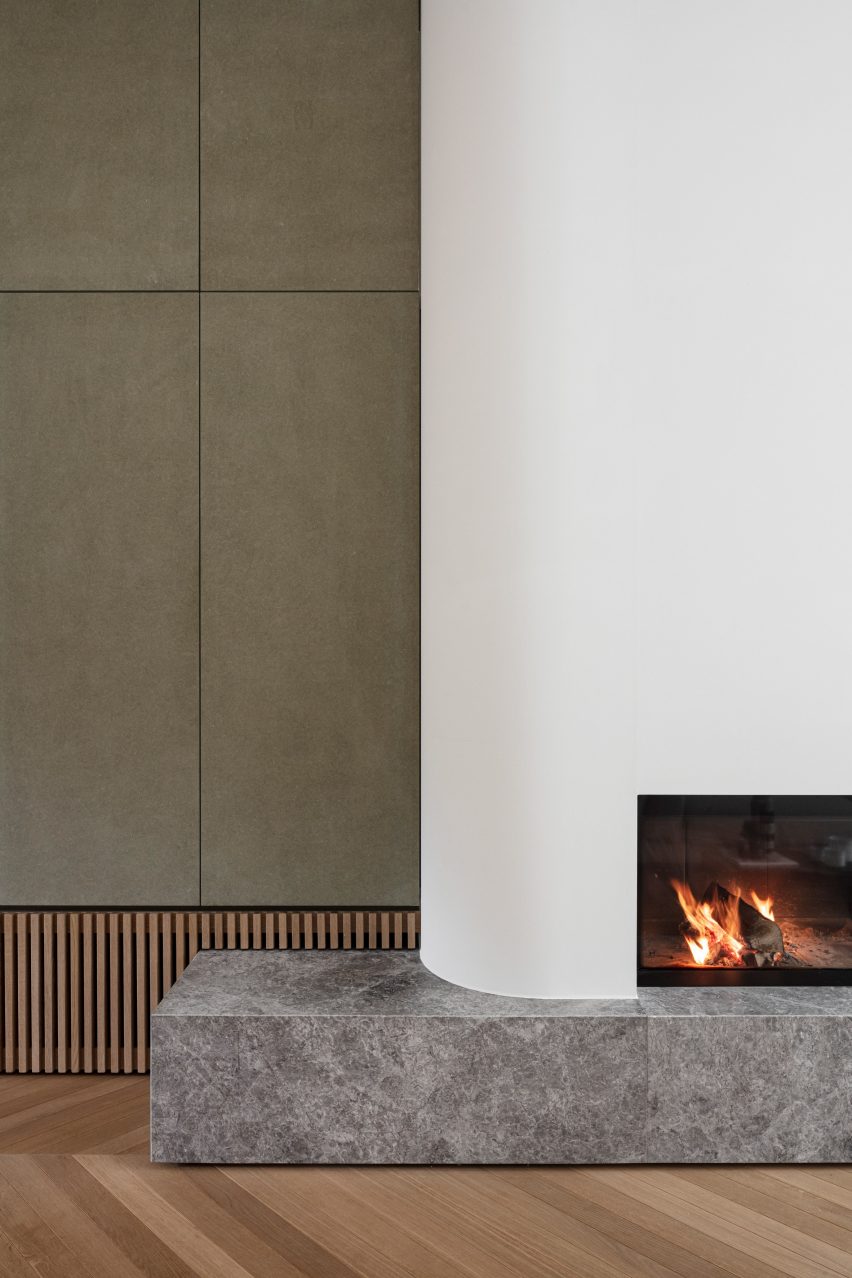 Fireplace in House Mellinet by Atelier Fréderic Louis