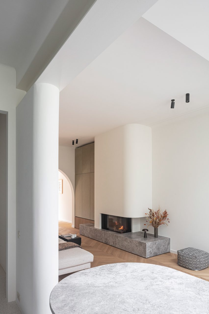 Fireplace in House Mellinet by Atelier Fréderic Louis