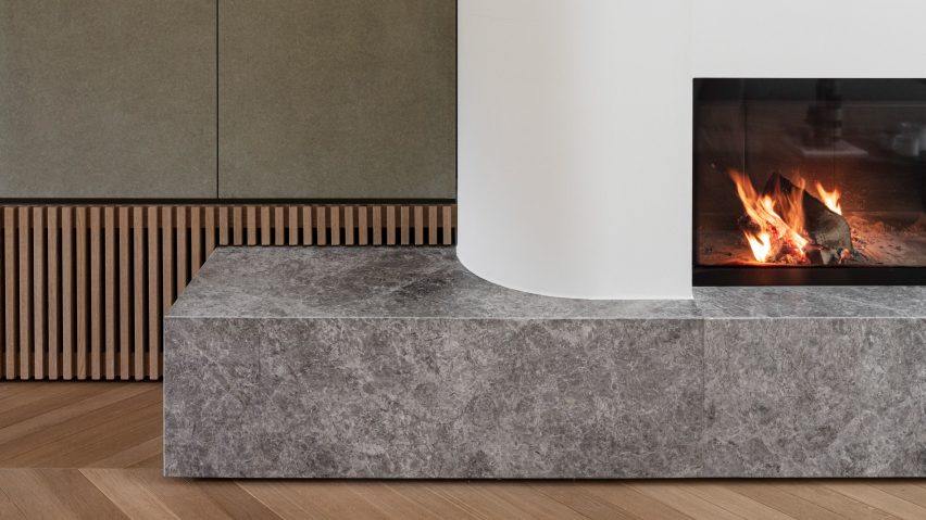 Fireplace in House Mellinet by Atelier Fréderic Louis
