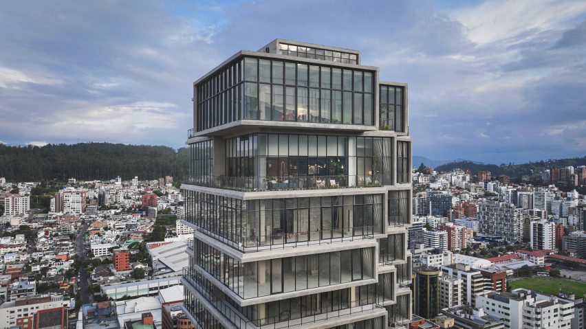 Exterior of Iqon tower in Quito by BIG