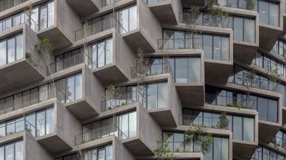 Exterior of Iqon tower in Quito by BIG