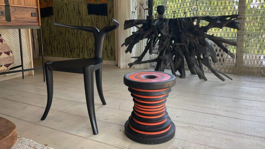 A chair and a stool on set of Black Panther