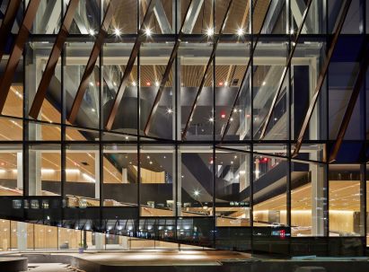 View of the lobby of the BU computing sciences building