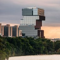 KPMB stacked Boston structure view over the Charles River